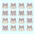 Emoticons, emoji, smiley set, colorful Sweet Kitty Little cute kawaii anime cartoon wolf, puppy l different emotions mascot sticke