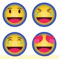 Emoticons, emoticon icon. Set of funny emoticons in flat design. Vector illustration Royalty Free Stock Photo