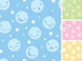 Emoticons four seamless patterns backgrounds