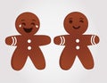 Emoticons gingerbread men smiling and winking