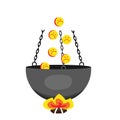 Emoticons in hell. Sinners in the cauldron vector illustration