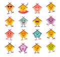 Emoticons house vector set. Cute funny stickers