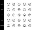 Emoticons line icons face emotion expression linear symbols logo illustration emoji smiley cartoon character mood Royalty Free Stock Photo