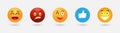 Emoticon line icons. Face expression emotion, new like, emotions. Vector symbols set. Royalty Free Stock Photo