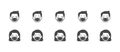 Emoticons in mask flat icons. Vector illustration include icon - face cover, covid, man, lady, woman, protective