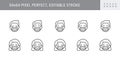 Emoticons in mask line icons. Vector illustration include icon - face cover, covid, man, lady, woman, protective