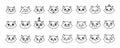 Emoticons outline. Emoji faces emoticon funny smile line black icons expression smiley facial cat humor mood, flat vector isolated