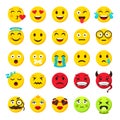 Emoticons set. Emoji faces emoticon funny smile vector collection Royalty Free Stock Photo