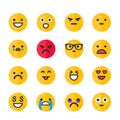 Emoticons set, emoji, smile icons on white