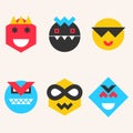 Emoticons, smile face icons make from simple geometric shapes