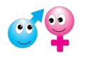 Emoticons are a symbol of sexual relations between a man and a woman. Blue with an arrow and pink with a cross. Increased potency