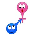 Emoticons are a symbol of sexual relations between a man and a woman. Blue with an arrow and pink with a cross. Increased potency