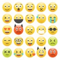 Emoticons vector icons set. 4d emoji collection. Yellow funny emotion icons happy, laughing and crying