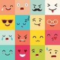 Emoticons vector pattern. Emoji square icons.