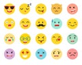 Emoticons vector set. Emoji icons, yellow circle illustration.