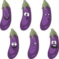 Emotion cartoon eggplant vegetables set 018