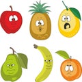 Emotion cartoon fruits set 001 Royalty Free Stock Photo