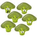 Emotion cartoon green spinach vegetables set 008