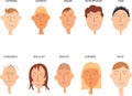 10 emotion character people face. Flat outline constructor isolated on white background. Set faces icons for design vector Royalty Free Stock Photo