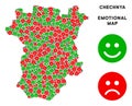 Vector Emotional Chechnya Map Collage of Smileys