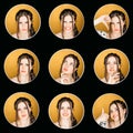 emotion collage face collection woman set of 9