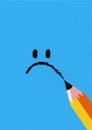 Emotion drawn with charcoal pencil: sadness, unhappiness. Royalty Free Stock Photo