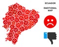 Vector Pitiful Ecuador Map Collage of Sad Smileys