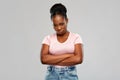 Sad african american woman with crossed arms Royalty Free Stock Photo