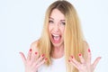 Emotion face cross angry shocked rage woman scream Royalty Free Stock Photo