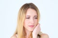 Emotion face downhearted frustrated sad woman Royalty Free Stock Photo