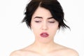 Emotion face downhearted frustrated sad woman Royalty Free Stock Photo