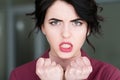 Emotion face furious angry woman rage teeth