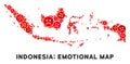 Vector Pitiful Indonesia Map Mosaic of Sad Smileys