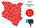 Vector Sadness Kenya Map Collage of Sad Smileys