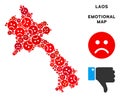 Vector Sadness Laos Map Collage of Sad Smileys