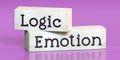 Emotion, logic - words on wooden blocks Royalty Free Stock Photo