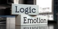 Emotion, logic - words on wooden blocks Royalty Free Stock Photo