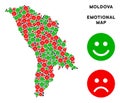 Vector Happiness Moldova Map Mosaic of Emojis