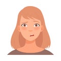 Perplexity on the face of a young woman. Vector illustration.