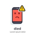 Emotion phone disease, thermometer, problems, glitches, virus, firmware, os illustration Icon.