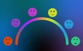 Emotion scale with colored emoticons. From red sad face to green smiley Royalty Free Stock Photo