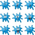 Emotion smiles cartoon blue blot color set 009 Royalty Free Stock Photo