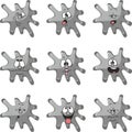 Emotion smiles cartoon gray blot color set Royalty Free Stock Photo