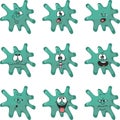 Emotion smiles cartoon green blot color set 011