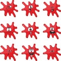 Emotion smiles cartoon red blot color set 004 Royalty Free Stock Photo