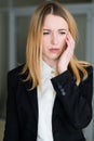 Emotion upset disconcerted dismayed business woman Royalty Free Stock Photo