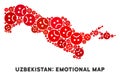 Vector Pitiful Uzbekistan Map Composition of Sad Emojis