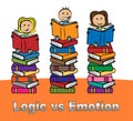 Emotion Versus Logic Books Illustrates The Difference Between Head And Heart - 3d Illustration Royalty Free Stock Photo