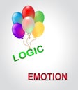 Emotion Versus Logic Writing Illustrates The Difference Between Head And Heart - 3d Illustration Royalty Free Stock Photo