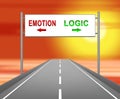 Emotion Vs Logic Sign Depicts The Logical Compared With Emotional Mind - 3d Illustration Royalty Free Stock Photo